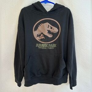Universal Studios Boys Jurassic Park Black Hoodie Sweatshirt Size: 7/8 Medium